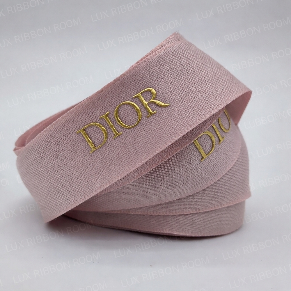 DIOR Blush Pink Gold Logo 1" Ribbon Four (4) Yards Luxury Gift Wrap